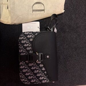 Dior Black and Gray Oblique Saddle Crossbody